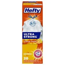 Hefty Ultra Strong Tall Kitchen Trash Bags, Citrus Twist Scent, 13 Gallon, 20 Count