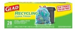 Glad Recycling Large Drawstring Blue Trash Bags - 30 Gallon - 28 Count (Packaging May Vary)
