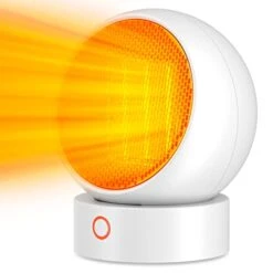 HandFan Small Space Heater, 1000W PTC Ceramic Mini Desk Heaters, Cute Personal Electric Heater, Space Saving, Quiet Operation, For Office, Bathroom, Bedroom, Indoor Use(White)