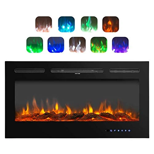 AuAg 60 Inch Electric Fireplace, Ultra-Thin In-Wall Recessed/Wall Mounted Fire Place Heater, Low Noise Remote Control With Timer, Touch Screen, Adjustable Flame Color, Log & Crystal 1500/750W 8 AuAg 60 Inch Electric Fireplace, Ultra-Thin In-Wall Recessed/Wall Mounted Fire Place Heater, Low Noise Remote Control With Timer, Touch Screen, Adjustable Flame Color, Log & Crystal 1500/750W - Image 6