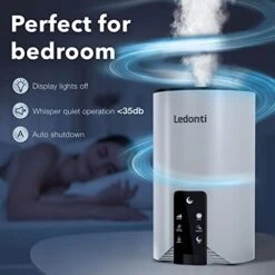 WiFi Control Humidifiers For Bedroom - Dual Mist (Cool & Warm) ! 4L Big Capacity Top Fill Water Tank, Quie Ultrasonic Humidifier, For Large Rooms Home Living Office Baby