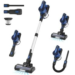POWEART Cordless Vacuum Cleaner, 350W Stick Vacuum With 26Kpa Powerful Suction, 45min Runtime Lightweight Cordless Vacuum With Rechargeable Battery, 8-in-1 Vacuum Cleaner For Carpet Hardfloor Pet Hair