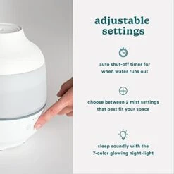 Homedics TotalComfort Humidifier – Large Air Humidifiers For Bedroom, Plants, Office – Cool Mist, Essential Oil Pads And Built-In Timer, 7-Color Night-Light, 2 Mist Settings, White -Household Cleaning Supply Store 41KFcgzb21L