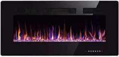 Xbeauty 60" Electric Fireplace In-Wall Recessed And Wall Mounted 1500W Fireplace Heater And Linear Fireplace With Timer/Multicolor Flames/Touch Screen/Remote Control (Black) -Household Cleaning Supply Store 41LiEf60u6L. AC