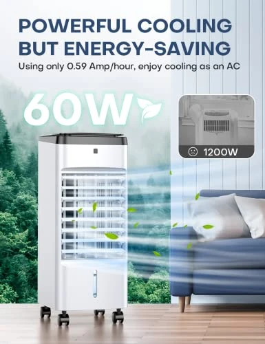 SKYICE Evaporative Air Cooler, 3-IN-1 Air Conditioner Portable For Room W/ 4 Modes & 3 Speed, 12H Timer, 1 Gal Detachable Water Tank, 4 Ice Packs, Remote, 70° Oscillation Air Cooler For Bedroom Indoor 5 SKYICE Evaporative Air Cooler, 3-IN-1 Air Conditioner Portable For Room W/ 4 Modes & 3 Speed, 12H Timer, 1 Gal Detachable Water Tank, 4 Ice Packs, Remote, 70° Oscillation Air Cooler For Bedroom Indoor - Image 3