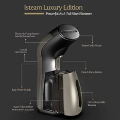 ISteam Steamer For Clothes [Luxury Edition] Powerful Dry Steam. Multi-Task: Fabric Wrinkle Remover- Clean- Refresh. Handheld Clothing Accessory. For All Kind Of Garments. Home/Travel [MS208 Gold] -Household Cleaning Supply Store 41MTK5QOePL
