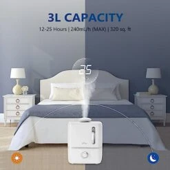 Bear Humidifiers For Bedroom, 3L Quiet Cool Mist Humidifier With 360° Nozzle, Essential Oil Diffuser, Rapid Ultrasonic Humidifier For Baby Nursery And Plant, Auto Shut-Off, 25H Work Time, White -Household Cleaning Supply Store 41MUUHytd6L