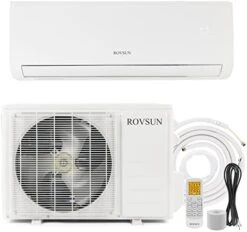 ROVSUN 9,000 BTU Wifi Enabled Mini Split AC/Heating System With Inverter, 19 SEER 115V Energy Saving Ductless Split-System Air Conditioner With Pre-Charged Condenser, Heat Pump & Installation Kit -Household Cleaning Supply Store 41N0gvqEN7L. AC 1