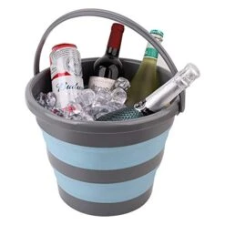 2 Pack Collapsible Plastic Bucket With 2.6 Gallon (10L) Each, Foldable Round Tub For House Cleaning, Space Saving Outdoor Waterpot For Garden Or Camping, Portable Fishing Water Pail (Blue & Orange) -Household Cleaning Supply Store 41N5MRYYfhL