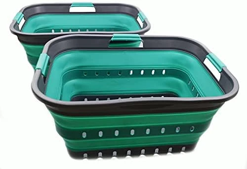SAMMART 42L (11 Gallon) Collapsible Plastic Laundry Basket - Foldable Pop Up Storage Container/Organizer - Portable Basket - Space Saving Hamper/Basket (2, White/Grey) 13 SAMMART 42L (11 Gallon) Collapsible Plastic Laundry Basket - Foldable Pop Up Storage Container/Organizer - Portable Basket - Space Saving Hamper/Basket (2, White/Grey) - Image 11