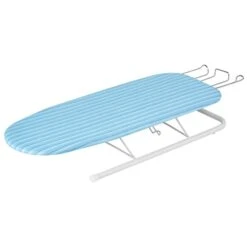 Honey-Can-Do Tabletop Ironing Board With Retractable Iron Rest, Aqua Stripe