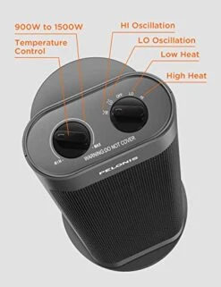 PELONIS PTH15A2BGB 1500W Fast Heating Space Heater, Programmable Thermostat, Easy Control, Widespread Oscillation, Over Heating & Tip-over Switch Protection, 7.72 X 7.72 X 17.76 Inches, Gray -Household Cleaning Supply Store 41QdII2QeGL