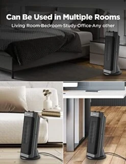 PELONIS PTH15A2BGB 1500W Fast Heating Space Heater, Programmable Thermostat, Easy Control, Widespread Oscillation, Over Heating & Tip-over Switch Protection, 7.72 X 7.72 X 17.76 Inches, Gray -Household Cleaning Supply Store 41SDyi9uNKL