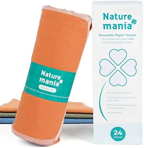 Naturemania Value Pack Of 24 Reusable Paper Towels - Paperless Paper Towels Made With Super-Soft, Pure Absorbent 100% Cotton, Washable Paper Towel Set For Kitchen, Eco Friendly Cloth Paper Towels 7 Naturemania Value Pack Of 24 Reusable Paper Towels - Paperless Paper Towels Made With Super-Soft, Pure Absorbent 100% Cotton, Washable Paper Towel Set For Kitchen, Eco Friendly Cloth Paper Towels - Image 5