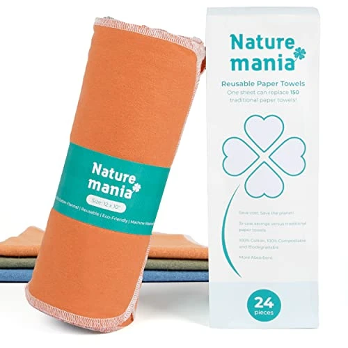 Naturemania Value Pack Of 24 Reusable Paper Towels - Paperless Paper Towels Made With Super-Soft, Pure Absorbent 100% Cotton, Washable Paper Towel Set For Kitchen, Eco Friendly Cloth Paper Towels 3 Naturemania Value Pack Of 24 Reusable Paper Towels - Paperless Paper Towels Made With Super-Soft, Pure Absorbent 100% Cotton, Washable Paper Towel Set For Kitchen, Eco Friendly Cloth Paper Towels