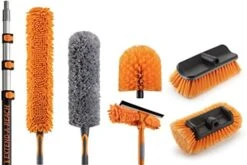 20 Foot High Reach Telescoping Duster Kit And Vinyl Siding Brushes With 5-12 Ft Extension Pole // High Ceiling Cleaning And Window Washing Kit // Exterior & Interior House And Gutter Cleaning Brush -Household Cleaning Supply Store 41TrMM4ZGEL. AC