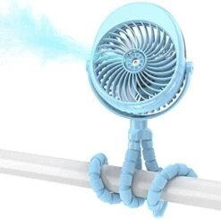 Misting Baby Stroller Fan, Personal Handheld Fan With 3 Strong Speeds, Clip On Fan With Flexible Tripod, 270° & 360° Pivoting, Battery Operated Spray Fan For Golf Cart Treadmill Camping Office, Blue -Household Cleaning Supply Store 41U2xMy0xWL. AC