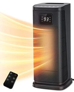 KopBeau Oscillating Space Heater For Indoor Use,1S Fast Heating, Electric & Portable Heater W/Thermostat, 1500W Ceramic PTC Room Heater With 4 Modes, 24H Timer, LED Display, Safe For Office Use