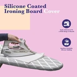 Epica Ironing Board Cover And Pad - Standard Size 15x54 Padded Ironing Board Covers, Heat Reflective Coating, Scorch & Stain Resistant Iron Board Cover With Padding Grey & White Lattice