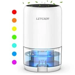 Dehumidifiers For Home Up To 280 Sq.ft With Auto-off, Two Working Mode, 7 Colorful LED Light, LETCREN 35oz Quiet And Portable Dehumidifiers For Bathroom, Bedroom, Basement, Kitchen, RV, Closet