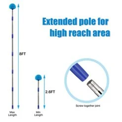 Extendable Cobweb Duster With Extension Pole, Fan Cleaner Duster For Ceiling With 8ft Long Handle, Spider Web Brush Cleaning Kit For High Reach, Furniture, Indoor & Outdoor Use, 96 Inch -Household Cleaning Supply Store 41WZWwzzjVL