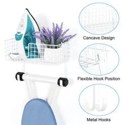 Ironing Board Hanger Wall Mount Ironing Board Rack And Iron Holder With Shelf Metal Ironing Board Hook For Wall Laundry Room Organization And Storage White -Household Cleaning Supply Store 41X8m9LFxLL