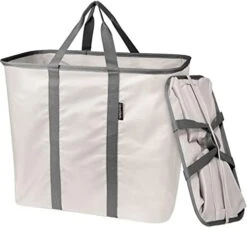 CleverMade Collapsible Laundry Basket, Large Foldable Clothes Hamper Bag, Laundry Tote Carry All Bin XL Pop-Up Caddy With Handles, Cream/Charcoal, 2 Pack -Household Cleaning Supply Store 41Xg M4XY6L. AC