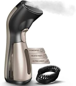 ISteam Steamer For Clothes [Luxury Edition] Powerful Dry Steam. Multi-Task: Fabric Wrinkle Remover- Clean- Refresh. Handheld Clothing Accessory. For All Kind Of Garments. Home/Travel [MS208 Gold] -Household Cleaning Supply Store 41YMxVWL10L. AC
