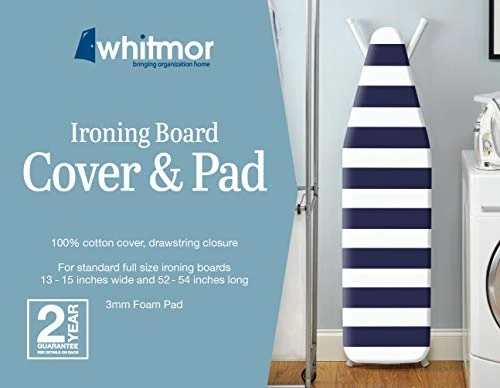 Whitmor Standard Scorch Resistant Navy Stripe Ironing Board Cover And Pad, 54" X 15" 5 Whitmor Standard Scorch Resistant Navy Stripe Ironing Board Cover And Pad, 54" X 15" - Image 3