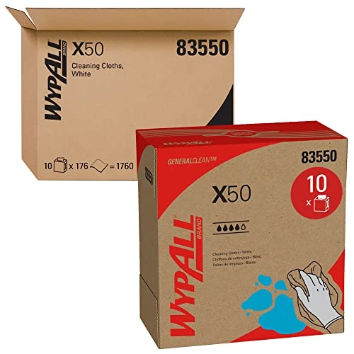 WYPALL 83550 X50 Cloths, POP-UP Box, 9 1/10 X 12 1/2, White, 176 Per Box (Case Of 10 Boxes) 3 WYPALL 83550 X50 Cloths, POP-UP Box, 9 1/10 X 12 1/2, White, 176 Per Box (Case Of 10 Boxes)