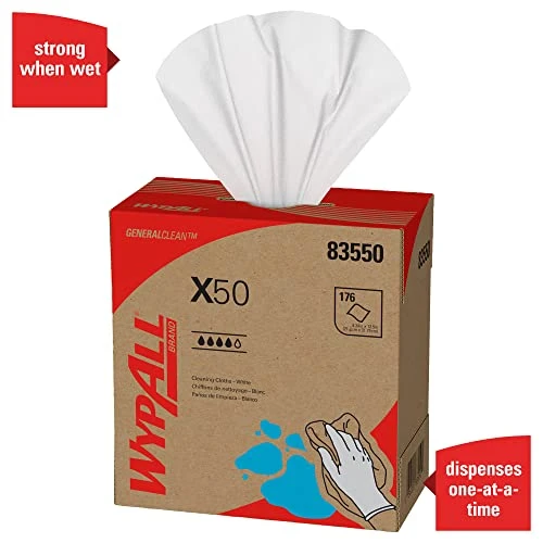 WYPALL 83550 X50 Cloths, POP-UP Box, 9 1/10 X 12 1/2, White, 176 Per Box (Case Of 10 Boxes) 5 WYPALL 83550 X50 Cloths, POP-UP Box, 9 1/10 X 12 1/2, White, 176 Per Box (Case Of 10 Boxes) - Image 3