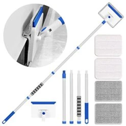 Baseboard Cleaner Tool With Handle, Wall Cleaner With Extendable Long Handle ,Door Frame Cleaning Tool Including 4 Reusable Cleaning Pads. Quick Clean Baseboard Cleaning, Ceiling And Wall.