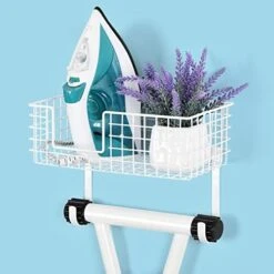 Ironing Board Hanger Wall Mount Ironing Board Rack And Iron Holder With Shelf Metal Ironing Board Hook For Wall Laundry Room Organization And Storage White -Household Cleaning Supply Store 41a7i1XUQL. AC