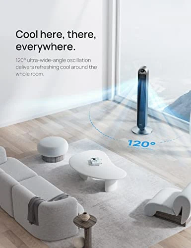 Dreo Tower Fan 42 Inch Pilot Max, 2023 Upgraded Smart Fans For Home Works With Alexa/Google/App, 120° Oscillating Fans For Indoors, 25dB Quiet DC Standing Floor Fan For Bedroom, 12 Speeds, 12H Timer 6 Dreo Tower Fan 42 Inch Pilot Max, 2023 Upgraded Smart Fans For Home Works With Alexa/Google/App, 120° Oscillating Fans For Indoors, 25dB Quiet DC Standing Floor Fan For Bedroom, 12 Speeds, 12H Timer - Image 4