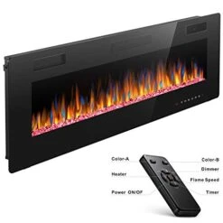 Joy Pebble 50 Inch Electric Fireplace Inserts, In-Wall Recessed And Wall Mounted 750/1500W Fireplace Heater, Touch Screen, Remote Control With Timer, Adjustable Flame Color And Speed 16 Joy Pebble 50 Inch Electric Fireplace Inserts, In-Wall Recessed And Wall Mounted 750/1500W Fireplace Heater, Touch Screen, Remote Control With Timer, Adjustable Flame Color And Speed -Household Cleaning Supply Store 41cIxD3D0nL