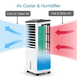 COSTWAY Evaporative Cooler, Portable Bladeless Air Cooler, Electric Fan & Humidifier With Remote Control, LCD Display, 3 Modes & 3 Speeds Air Conditioner For Indoor Home Office Dorms (40-Inch) -Household Cleaning Supply Store 41d0tYSgprL
