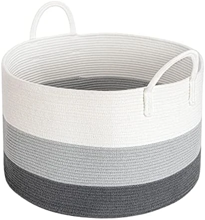 INDRESSME XXXLarge Woven Rope Basket 21" X 14" Blanket Storage Basket With Long Handles Decorative Clothes Hamper Basket Extra Large Baskets For Blankets Pillows 16 INDRESSME XXXLarge Woven Rope Basket 21" X 14" Blanket Storage Basket With Long Handles Decorative Clothes Hamper Basket Extra Large Baskets For Blankets Pillows - Image 14