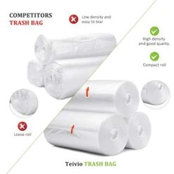 2.6 Gallon 220 Counts Strong Trash Bags Garbage Bags By Teivio, Bathroom Trash Can Bin Liners, Small Plastic Bags For Home Office Kitchen,fit 10 Liter, 2,2.5,3 Gal, Clear -Household Cleaning Supply Store 41f1LlnDAML