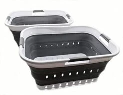 SAMMART 42L (11 Gallon) Collapsible Plastic Laundry Basket - Foldable Pop Up Storage Container/Organizer - Portable Basket - Space Saving Hamper/Basket (2, White/Grey) 23 SAMMART 42L (11 Gallon) Collapsible Plastic Laundry Basket - Foldable Pop Up Storage Container/Organizer - Portable Basket - Space Saving Hamper/Basket (2, White/Grey) -Household Cleaning Supply Store 41f5oFMccYL. AC