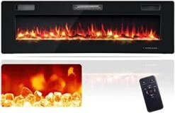Tangkula 60 Inches Recessed Electric Fireplace, In-Wall & Wall Mounted Electric Heater With Adjustable Flame Color & Speed, Remote Control, Touch Screen, 750-1500W (60 Inches With Log Decoration) 24 Tangkula 60 Inches Recessed Electric Fireplace, In-Wall & Wall Mounted Electric Heater With Adjustable Flame Color & Speed, Remote Control, Touch Screen, 750-1500W (60 Inches With Log Decoration) -Household Cleaning Supply Store 41fyz1IeyHL. AC