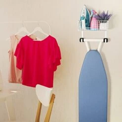 Ironing Board Hanger Wall Mount Ironing Board Rack And Iron Holder With Shelf Metal Ironing Board Hook For Wall Laundry Room Organization And Storage White -Household Cleaning Supply Store 41ghRGD8z7L