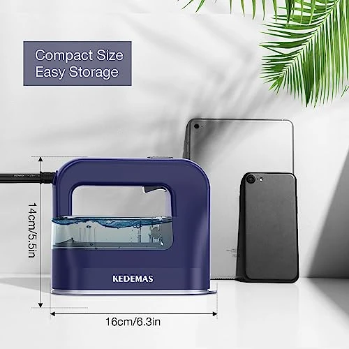 Travel Steamer For Clothes, KEDEMAS 1300W Powerful Handheld Garment Fabric Iron, Horizontal And Vertical Ironing 4 In 1, 40s Fast Heat-up, Portable Mini Steaming Iron For Home And Traveling, Dark Blue 4 Travel Steamer For Clothes, KEDEMAS 1300W Powerful Handheld Garment Fabric Iron, Horizontal And Vertical Ironing 4 In 1, 40s Fast Heat-up, Portable Mini Steaming Iron For Home And Traveling, Dark Blue - Image 2