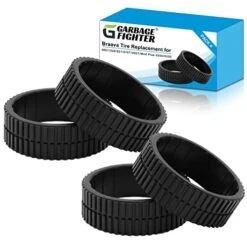 Garbage Fighter Braava Tires Replacement for 380T/320/321/375T/390T/Mint Plus 5200/4200, Easy Installation, Anti-Slip, Great Adhesion, Wheel Rubber Treads For All Kinds Of Hardwood Floor(Black 4 Pack)