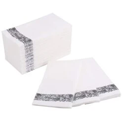 Foraineam 100 Pack Disposable Hand Towels Linen-Feel Hand Napkins - Decorative Floral Paper Guest Towels