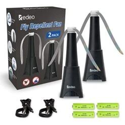Redeo Fly Repellent Fan For Tables Outdoor Indoor Food Fan To Keep Flies Away Bug Repellent/Deterrent Fan Deter Flies/Wasps/Bees/Other Moscas/Bugs Away Rechargeble -2 Pack With Batteries