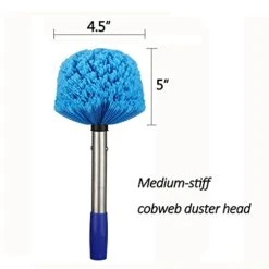 Cobweb Duster With Extension Pole, Medium Stiff Bristles Cobweb Duster Head & 6-Feet Stainless Steel Pole Ceiling Fan Duster For Outdoor Indoor Cleaning -Household Cleaning Supply Store 41jtiugLdyS