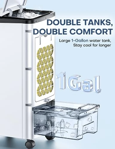 SKYICE Evaporative Air Cooler, 3-IN-1 Air Conditioner Portable For Room W/ 4 Modes & 3 Speed, 12H Timer, 1 Gal Detachable Water Tank, 4 Ice Packs, Remote, 70° Oscillation Air Cooler For Bedroom Indoor 4 SKYICE Evaporative Air Cooler, 3-IN-1 Air Conditioner Portable For Room W/ 4 Modes & 3 Speed, 12H Timer, 1 Gal Detachable Water Tank, 4 Ice Packs, Remote, 70° Oscillation Air Cooler For Bedroom Indoor - Image 2