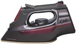 CHI Steam Iron For Clothes With Titanium Infused Ceramic Soleplate, 1700 Watts, Electronic Temperature Control, 8' Retractable Cord, 3-Way Auto Shutoff, 400+ Holes, Professional Grade, Silver (13102) -Household Cleaning Supply Store 41kfjUpHPLL. AC