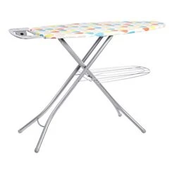 Amazon Basics Ironing Board Large 123 X46 Cm With Shelf Tray And Iron Rest Plate, Gray, Solid