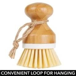 MDesign Bamboo Non-Scratch Scrub Cleaning Brush, Dishes Scrubber For Kitchen, Bathroom - Perfect For Cleaning Heavy Duty Pot And Pan, 4 Pack - White/Natural -Household Cleaning Supply Store 41lMFPbzPHL